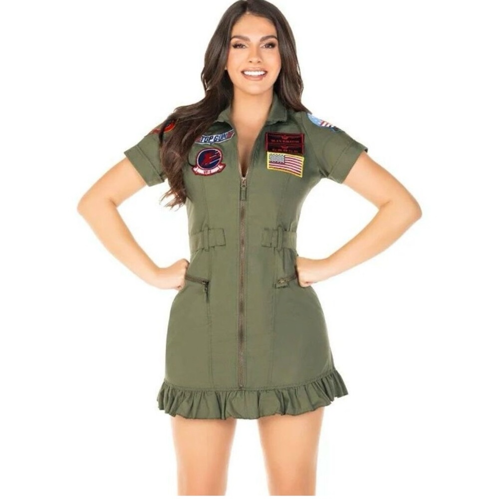 Top Gun Maverick Uniform Costume Full Zip Green Womens M